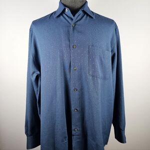 Massini Men's Blue Long Sleeve Button Down Business Casual Size L